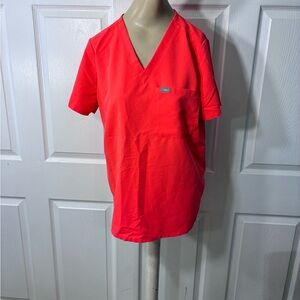 Limited edition fiery coral Catarina scrub top